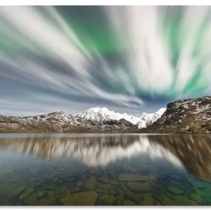 Highlight Polarlicht über einer Bergkette I U1WF Wandbild