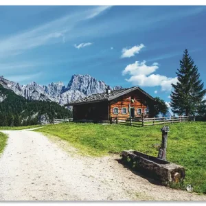 Blick auf die Litzlalm mit Hütte U2LE Wandbild Sichere Zahlung