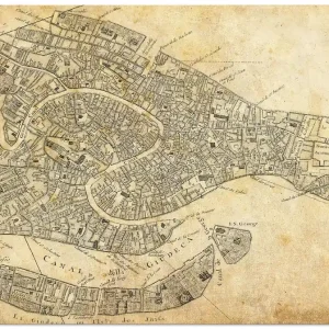 Venedig Karte Straßen Karte Sepia S9AP Wandbild Rabatt