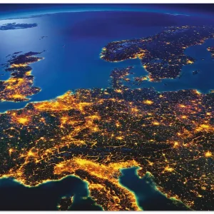 Neue Kollektion Zentral Europa vom Weltraum I T0CC Wandbild
