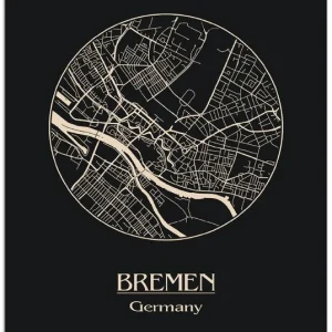 Preisreduziert Retro Karte Bremen Deutschland Kreis S8FM Wandbild