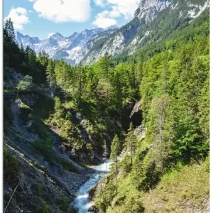 Fluss schlängelt sich durch Tal T1NP Wandbild Top-Angebot