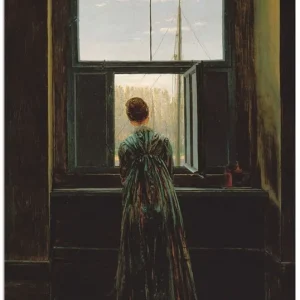 Frau am Fenster. 1822 T7PO Wandbild Heißes Angebot