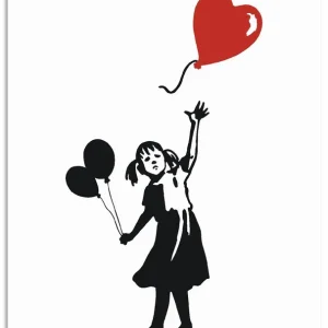 Silhouette Mädchen Ballon Herz U1UK Wandbild Expressversand