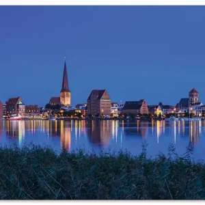 Abverkauf Warnow Hansestadt Rostock am Abend U3QP Wandbild