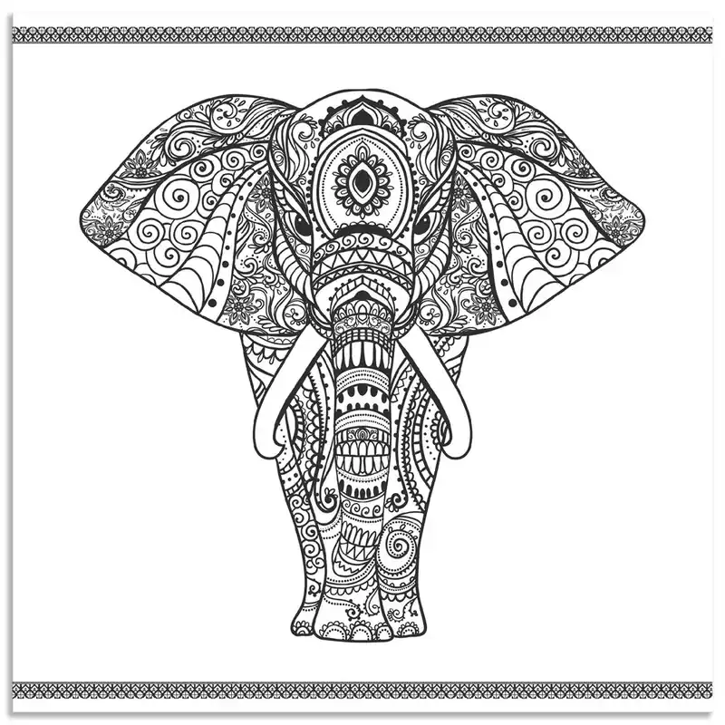 Elefant in Mandala T9QK Wandbild Günstig