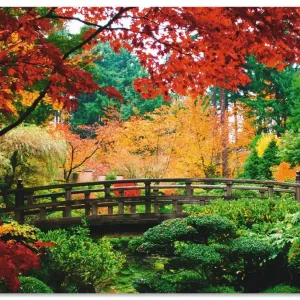 Eine Brücke im japanischen Garten T9IB Wandbild Nur Für Kurze Zeit