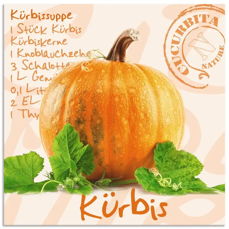 Gelber Kürbis mit grünen Blättern T5YS Wandbild Top-Angebot
