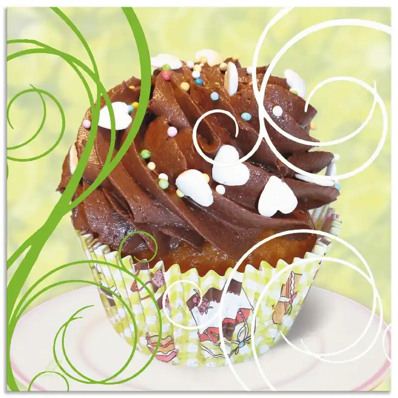 Beliebt Cupcake auf grün - Kuchen T5KB Wandbild