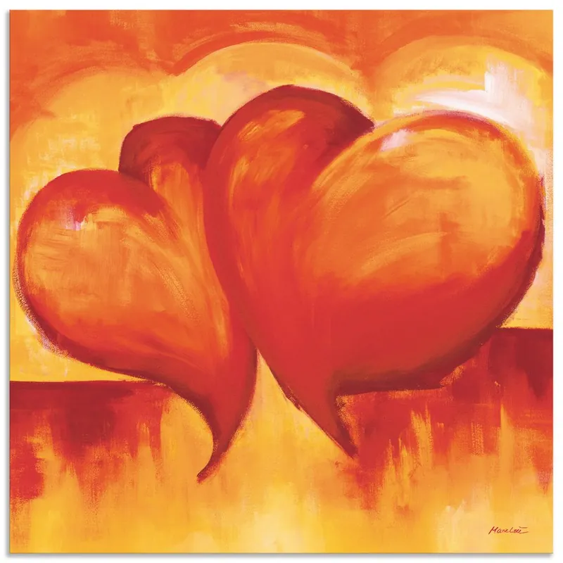 Versand Am Gleichen Tag Abstrakte Herzen - Orange T4ZD Wandbild
