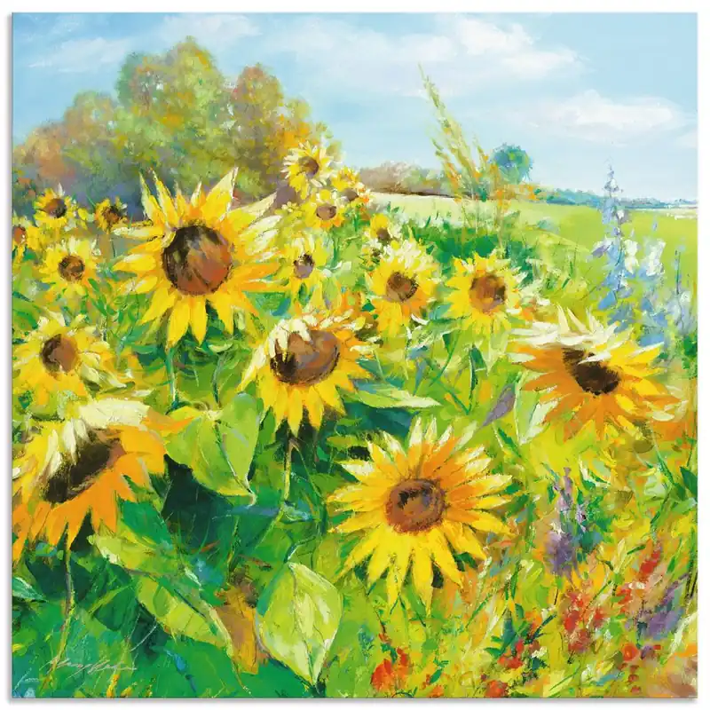 Expressversand Sommerwiese mit Sonnenblumen T4MG Wandbild