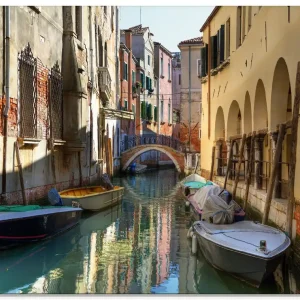 Boote auf Kanal in Venedig T0WC Wandbild Kostenloser Versand