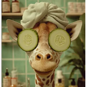 Giraffe beim Spa Wandbild Preisreduziert
