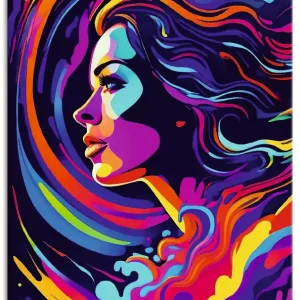 Frau in bunten Farben Wandbild Bestseller