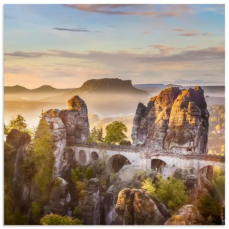 Sächsische Schweiz Basteibrücke U4XD Wandbild Schneller Versand