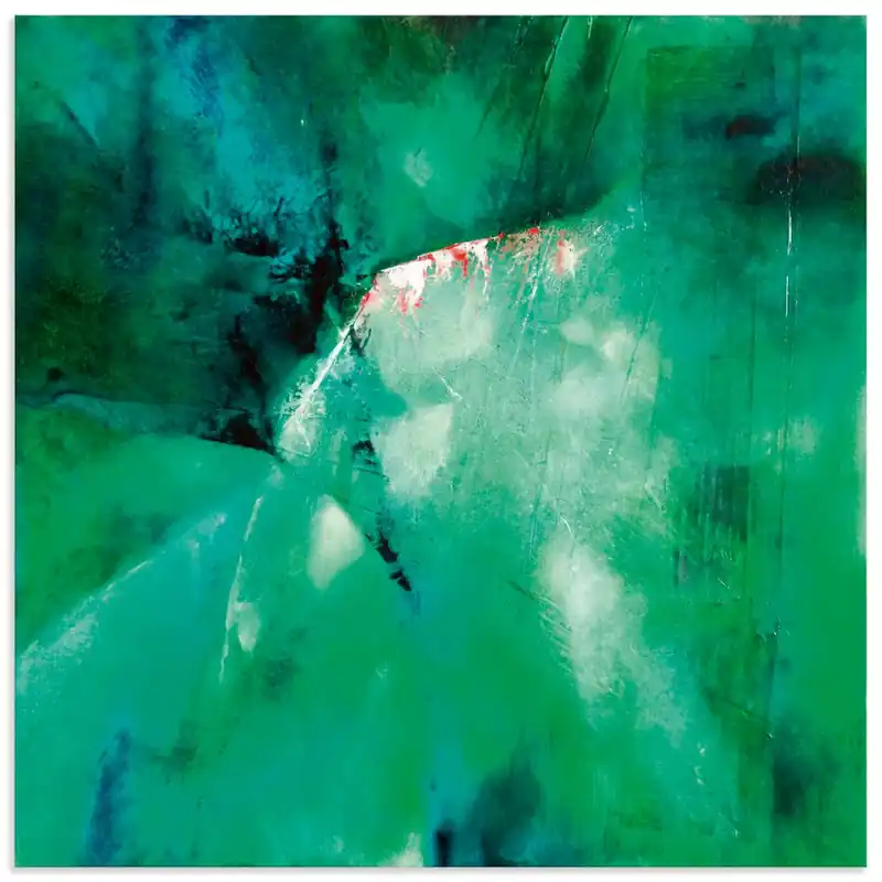 Abstrakte Komposition grün, rot U4UE Wandbild Markenware