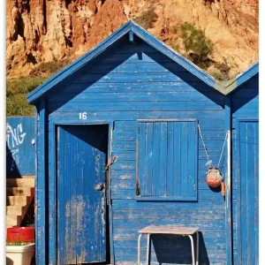 Expressversand Blaue Fischerhuetten Albufeira Algarve U4KH Wandbild