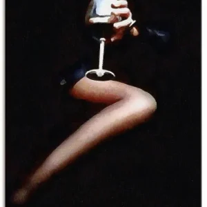 Dame mit einem Glas Rotwein U4KE Wandbild Must-Have