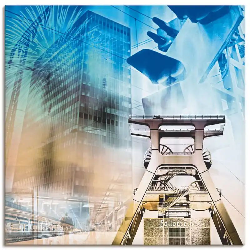 Preiswert Essen Skyline Abstrakte Collage II Q4BP Wandbild