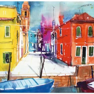 Venedig, Burano, Fondamenta del Pizzo T1PD Wandbild Online Kaufen