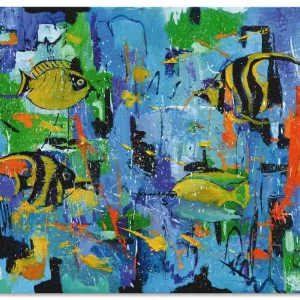 Abstrakt Fische Blau T2BS Wandbild Direktkauf