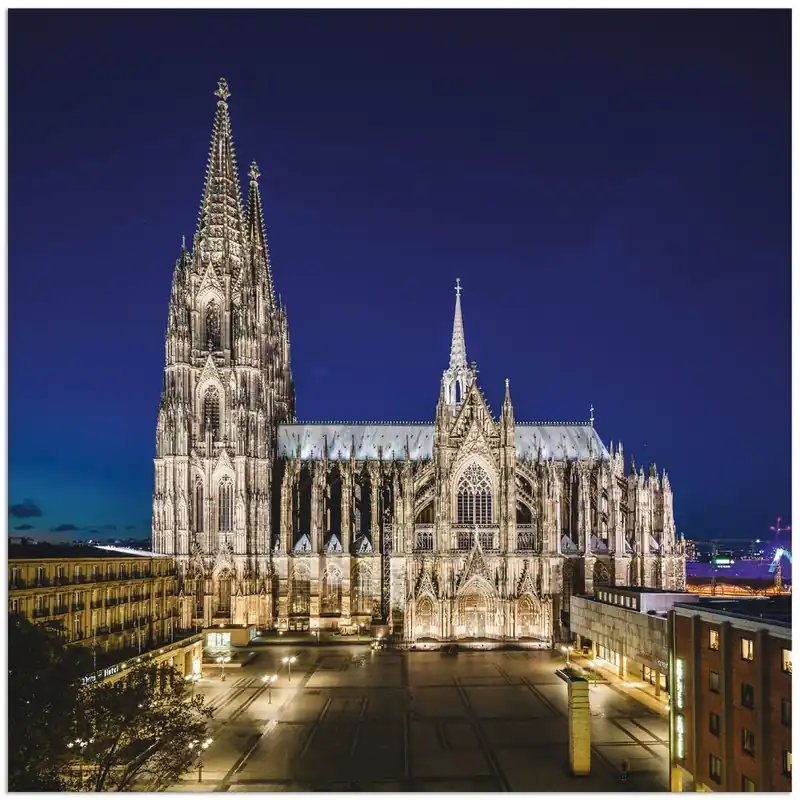 Geprüft Kölner Dom am Abend Q7SP Wandbild