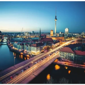 Berlin Cityscape am Abend T0PG Wandbild Beliebt