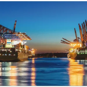 Schneller Versand Hamburg Hafen am Abend 2 T1LQ Wandbild