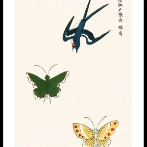 Swallow And Butterflies By Taguchi Tomoki Poster Super-Preis