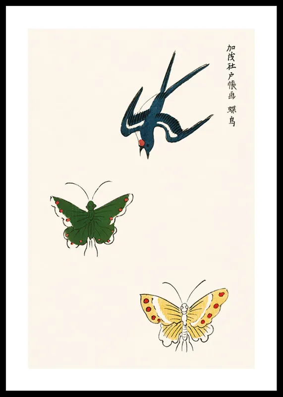 Swallow And Butterflies By Taguchi Tomoki Poster Super-Preis