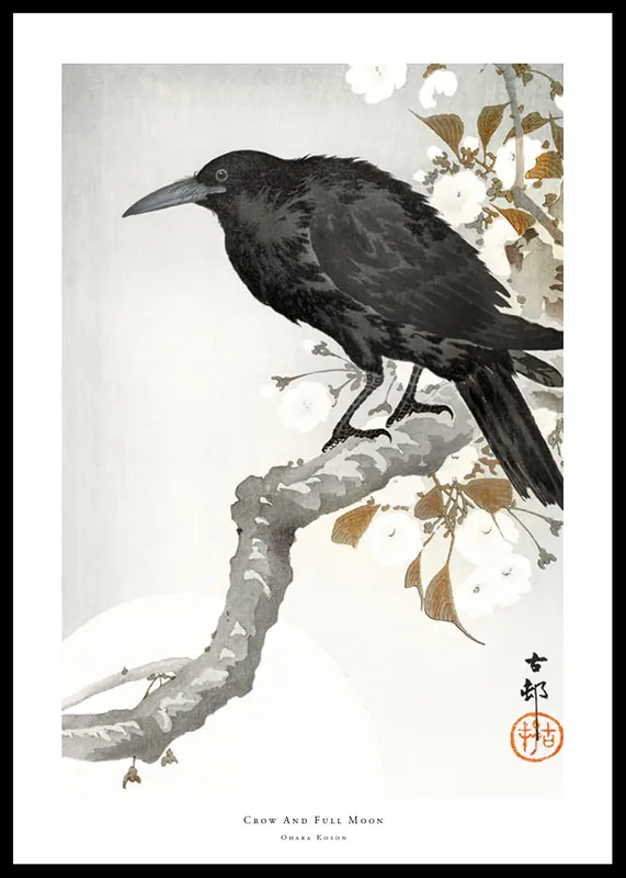 Geprüft Crow And Full Moon By Ohara Koson Poster