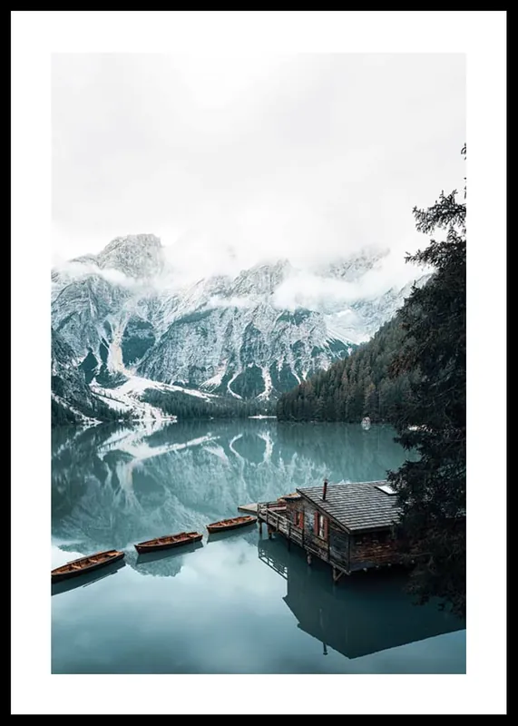 Billig Snowcapped Mountains Poster