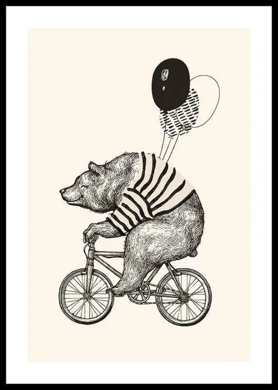 Bear On Bicycle Poster Aktuell
