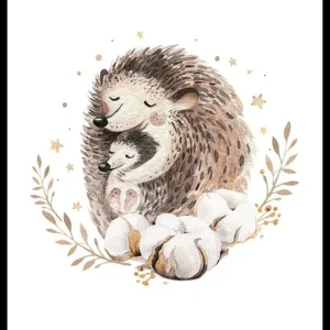 Watercolor Hedgehog Family Poster Garantierte Lieferung