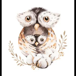 Watercolor Owl Family Poster Geprüft