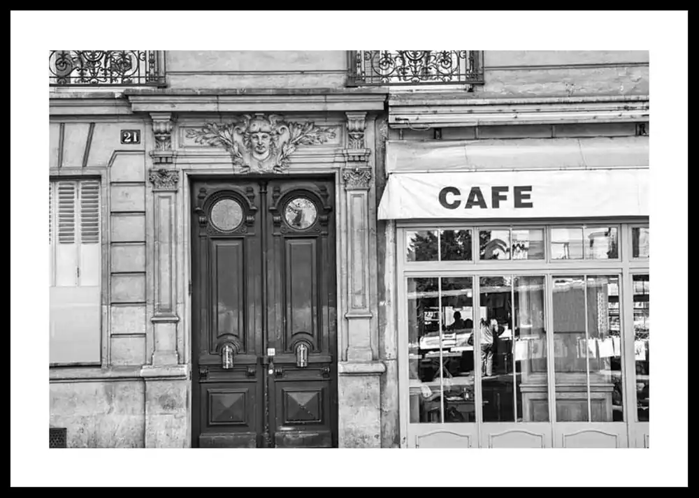 Cafe In Paris B&W Poster Must-Have