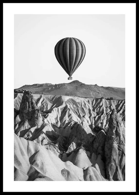Hot Air Balloon B&W Poster Neue Ware