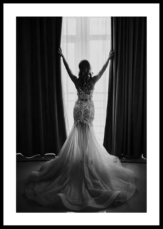 Kracherpreis Woman Opening Curtains Poster
