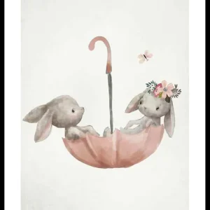 Watercolor Rabbit Friends Poster Rabatt