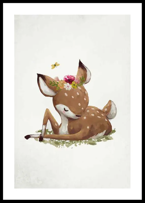 Watercolor Sleepy Deer Poster Jetzt Kaufen