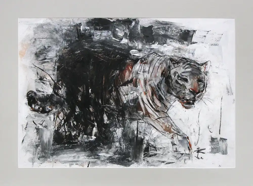 Preiswert Grafik/Zeichnung: "Shadow Tiger", Original/Unikat (ohne Rahmen), J. Riemer