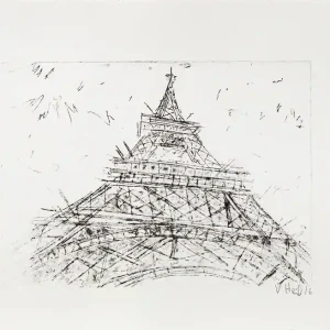 Grafik/Radierung: "Eiffelturm Radierung/6", Original/Unikat (ohne Rahmen), V. Heil Begrenztes Angebot