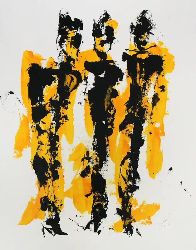 Mega-Angebot I. Schmidt: "Stadtmenschen X", zeitgenössische Grafik/Malerei (ohne Rahmen), Original/Unikat