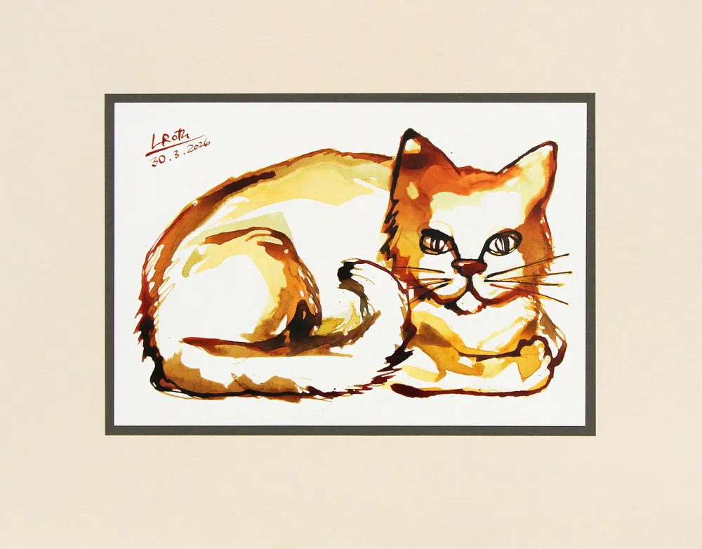 L. Roth: "Mieze", originale Grafik/Zeichnung (ohne Rahmen), Unikat Markenprodukt