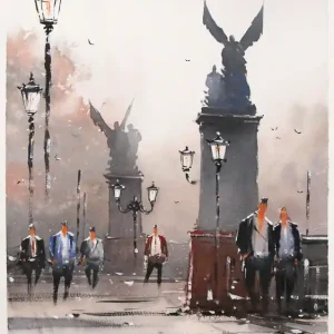 Aquarellmalerei: "Zwischen Engeln", Original/Unikat, F. Bär Kracherpreis
