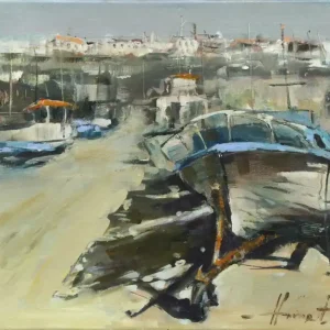 Letzte Chance Ölgemälde: "An old boat", Original/Unikat, H. Havartsou