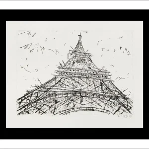 Grafik/Radierung: "Eiffelturm Radierung/5", Original/Unikat (ohne Rahmen), V. Heil Knallerangebot