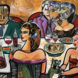 Sonderaktion Kunstdruck, signiert: "Dinner with Friends X", K. Namazi, Edition, Nr. 1/150