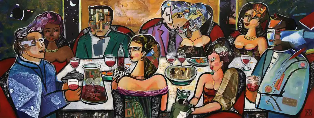 Sonderaktion Kunstdruck, signiert: "Dinner with Friends X", K. Namazi, Edition, Nr. 1/150