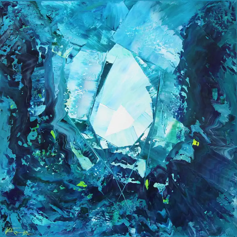 Must-Have Unikat: "Eisschlucht: Manifestation III", Originalgemälde, J. Fernandez, Acrylbilder